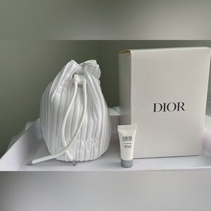 New, authentic DIOR White Drawstring Pouch /Cosmetic Bag with Box